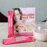 Poudre de thé au lait au collagène, collagène hydrolysé, glutathion, boisson beauté antioxydante, faible teneur en matières grasses, faible teneur en sucre, OEMODM, marque privée