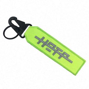 Cheap Customized Fabric Patch Chain <b>Key</b> Ring Woven Label Embroidery Keychain With Logo Custom - Product Image 5