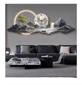Arte moderna vista montagna e punta cervo fatto a mano a casa LED con orologio decorazione per soggiorno decorazione della parete - Product Image 1