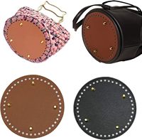Plaque de fond de sac tissée à la main en cuir PU, ronde, 15 x 15 cm, multicolore au choix, avec clous pour seau à eau, accessoires pour sacs