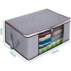 Sacs de rangement gris pliable pour vêtements, organisateur de rangement avec fenêtre transparente, poignée renforcée et fermeture éclair robuste - Product Image 1