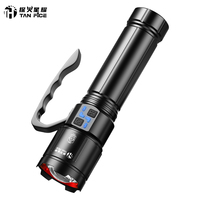 Lampe torche tactique à laser blanc zoomable avec support de transport, ultra-lumineuse, rechargeable, pour l'extérieur, avec une autonomie de batterie extra-longue