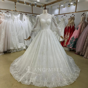 Jancember BH34 Shiny Women's Bridal Ivory <b>Wedding</b> Gowns <b>Dress</b> with Flare <b>Sleeve</b> - Product Image 1