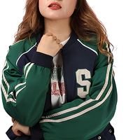 Veste Bamber Popover à manches longues pour femme avec col montant Tissu tissé à coupe décontractée Logo avant teint uni-Style de rue pour l'automne