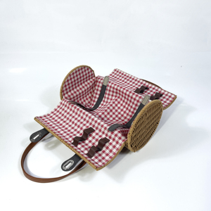 Huangtu panier de pique-nique tissé à la main PP paniers en osier de rotin en plastique pour 2 personnes ensemble pour boîte de rangement de <span class=keywords><strong>Camping</strong></span> en plein air - Product Image 5