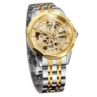 Nouvelle montre mécanique tendance pour hommes européens et américains, 41 mm, résistante à l'eau, verre à motif diamant, acier massif