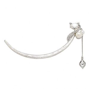 Épingle à cheveux fleur de tulipe, bâtonnet à cheveux chinois, fourche à cheveux croissant de lune, pince à cheveux en forme de lune, bijoux de coiffure pour femmes - Product Image 5