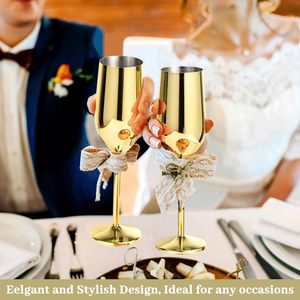 Flûte à <span class=keywords><strong>champagne</strong></span> en acier inoxydable doré 8oz, incassable, avec pied, idéale pour les fêtes, les mariages, les cadeaux <span class=keywords><strong>de</strong></span> Noël - Product Image 5