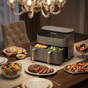 Freidora de Aire de Doble Cesta 5L+5L 2850W 40-200 ° Horno Digital Antiadherente con 7 Menús Preestablecidos para Uso Doméstico y Comercial 110-240V - Product Image 3
