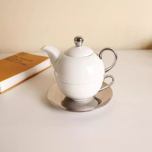 Céramique française légère luxe après-midi thé café sous-pot un pot une tasse soucoupe ensemble - Product Image 5