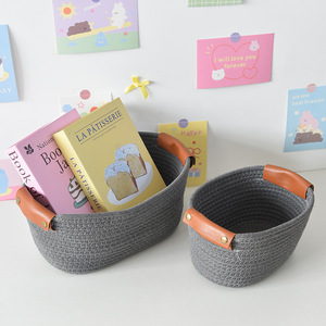 <b>Foldable</b> household storage bucket for miscellaneous items and toys, woven cotton yarn desktop storage <b>basket</b> for clothes and - Product Image 2