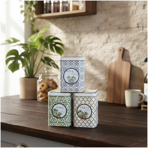 Jeu de boîtes métalliques carrées-87x87x125mm (lot de 3) Tropical Jungle-Un paradis luxuriant de nature et de faune Forrest Design - Product Image 3