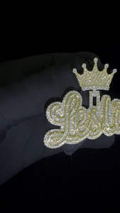 Collier personnalisé haut de gamme avec nom, en argent sterling 925, avec pendentif en diamant, fermoir couronne, bijoux hip-hop tendance pour femmes - Product Image 4