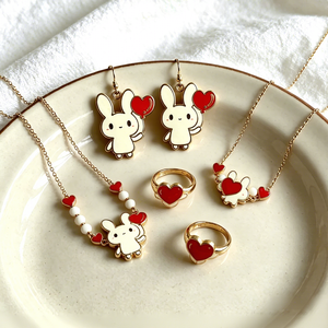 Boucles d'oreilles tendance en métal personnalisées, motif lapin mignon, couleur <span class=keywords><strong>pastel</strong></span> douce, pour filles, usage quotidien - Product Image 2