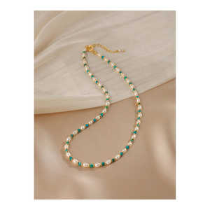 WENCHI Collar de perlas naturales para mujer con diseño de cadena de clavícula de turquesa 30g - Product Image 1