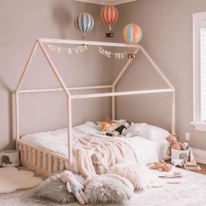 Cama <span class=keywords><strong>de</strong></span> madera <span class=keywords><strong>de</strong></span> pino sólido <span class=keywords><strong>Montessori</strong></span> para niños, Casa con marco plegable, venta al por mayor <span class=keywords><strong>de</strong></span> fábrica - Product Image 4