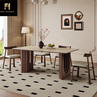 Table à manger nordique moderne et simple en bois pour 6 personnes, idéale pour appartement, hôtel, villa, restaurant, style post-moderne et créatif.