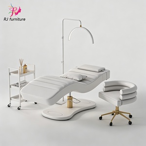 Unique Design Orange Leather Adjustable Height Eye Lash Salon Bed Modern Salon Furniture Set Massage Table Bed with <b>Stool</b> - Product Image 6