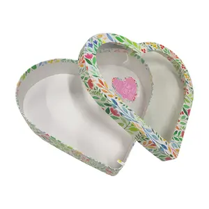 Vendita calda a forma di cuore di san valentino matrimonio rosa fiore a forma di cuore scatola di imballaggio con finestra trasparente