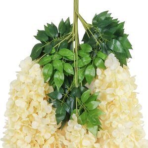 Confezione da 12 ghirlande finte appese fiori di seta vite di glicine artificiale per la decorazione della festa della parete di nozze fiori di glicine Champagne - Product Image 4