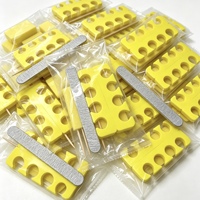 Kit de manucure et pédicure professionnel 5-en-1 jaune tendance avec lime à ongles en plastique, polissoir et pierre ponce naturelle double face