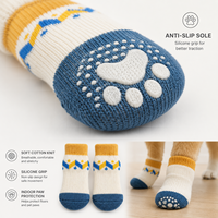 Chaussettes antidérapantes pour chiens et chats, double couche, semelle à points en caoutchouc, tricot doux et respirant pour la marche en intérieur, soin des pattes, logo personnalisé