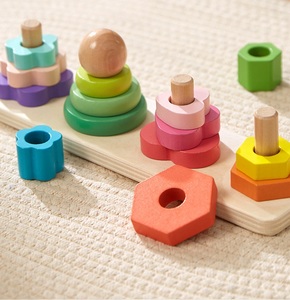 <span class=keywords><strong>4</strong></span>列のタワービルディングブロックセット手と目のコーディネート列のための早期教育教育玩具 - Product Image 4