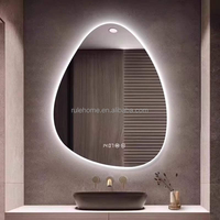 Miroir LED intelligent mural moderne et personnalisé, anti-buée, pour salle de bain, avec variateur d'intensité et 3 couleurs CCT, interrupteur tactile en verre