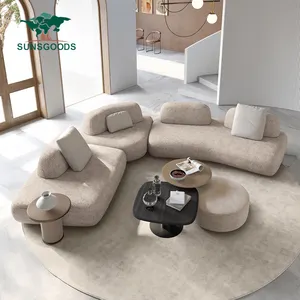 Elegant Modern Corner Sofa Curved Sectional L Shape Design Round Corner Sofa Set Couch Living Room Furniture