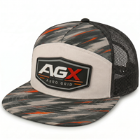 Casquette de camionneur personnalisée à motif lettres, camouflage, visière plate, dos en maille, patch en caoutchouc personnalisé, pour activités de plein air, course et sport, en tissu courant, vente en gros