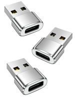 Adaptateur USB-C USB-A (lot de 3) en alliage de zinc pour charge rapide et transfert de données pour MacBook/iPad/Air/S23/S24/Tablettes/-100% OEM