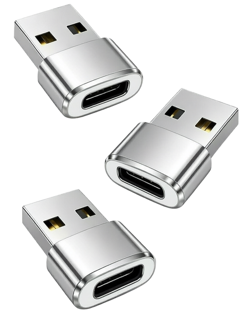 YUVA USB-C USB-A Adapter 3-Pack Zinc Alloy Fast Charging Data Transfer for MacBook/iPad/Air/ for