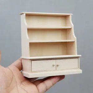 1:12 кукольная мебель для дома с открывающимся ящиком, деревянный миниатюрный Незаконченный деревянный шкаф
