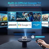 Mini projecteur intelligent Google-TV System 1080P avec WiFi, Bluetooth, commande vocale, audio stéréo HiFi, mise au point automatique, compatible 4K, projecteur de films