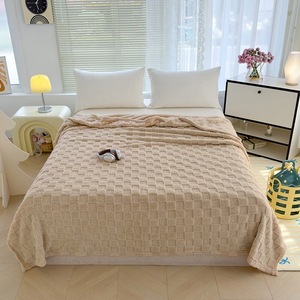 Hiện Đại Đa Kích Thước Puffy Ấm Cúng Thoải Mái Polyester Vải Màu Rắn Checkerboard Bộ Đồ Giường Jacquard Sofa Mềm Flannel Ném - Product Image 6