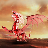 Piececool DRAGON FLAME RED HP071-R Kit de bricolage éducatif Jouet éducatif Unisexe Puzzle de haute qualité Puzzle en métal 3D