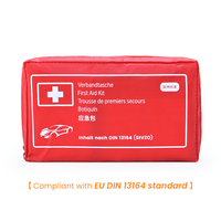 Trousse de secours portable et étanche DIN13164 avec pansements en nylon rouge pour voiture et usage extérieur