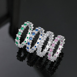 Bague de luxe en <span class=keywords><strong>cuivre</strong></span> plaqué or rose, style classique, motif blé, sertie de zircone <span class=keywords><strong>color</strong></span>ée, pour femme, usage quotidien - Product Image 1