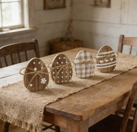 Lot de 4 décorations de Pâques en bois en forme d'œuf, directement de l'usine, pour tables de salon et cheminées