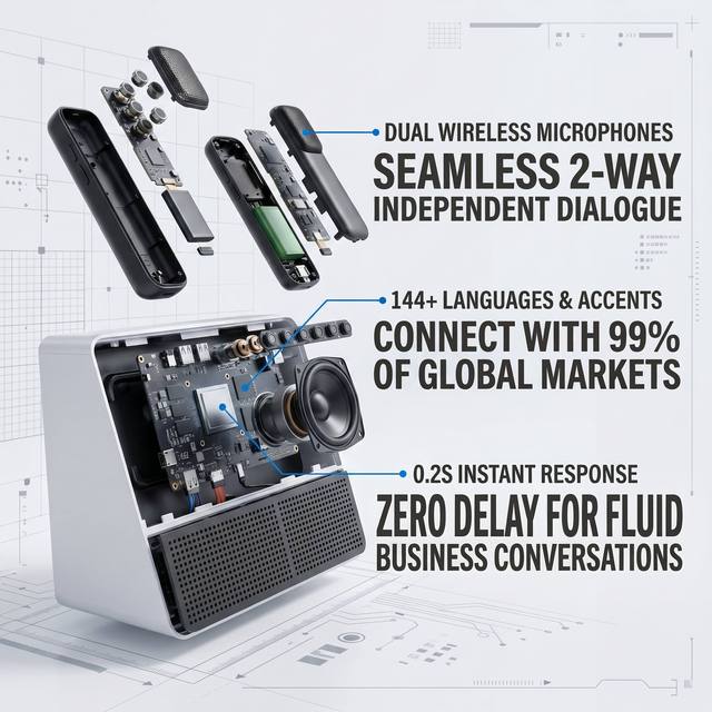 Dual Screen Two Way AI Translator 7Inch Voice Recorder Speech-to-Text Instant Translation Device Conference Integration Android