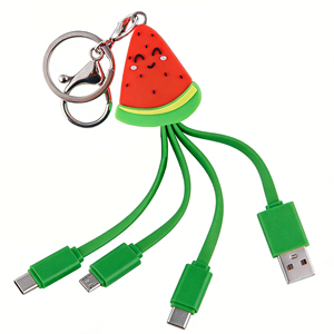Cable de Carga 3 en 1 con Logotipo Personalizado Único, en Forma de Sandía, Duradero, para Recuerdo de Festival de Verano - Product Image 1