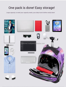 2024 Cartoon Sports Style Waterproof Oxford Trolley Backpack Business Travel & School Luggage with Storage Features - Product Image 4