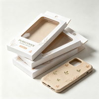 Boîte en papier pour téléphone avec fenêtre en PVC, texture bois véritable style forêt, grain de bois naturel de qualité supérieure, vente en gros