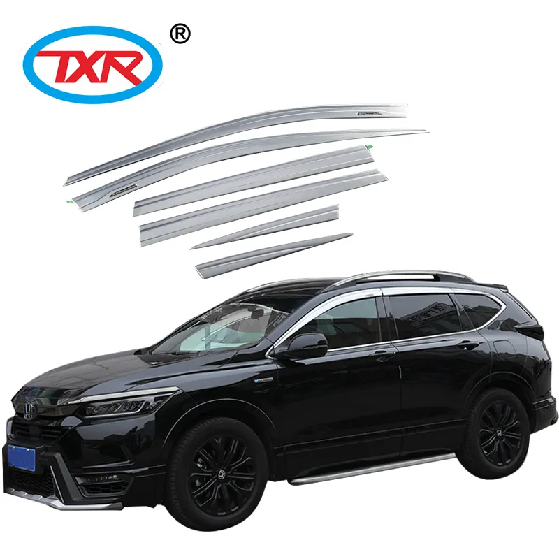 Krom yağmur Guard saptırıcı krom deflektör havalandırma siperliği yağmur kalkan pencere siperliği Sunvisor 6 adet Honda CRV için Honda esinti