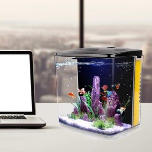 1.2 gallon Betta Aquarium <span class=keywords><strong>Starter</strong></span> Bộ dụng cụ vuông Fish Tank với LED ánh sáng và Bộ lọc bơm Mini Fish Tanks và hồ cá - Product Image 3
