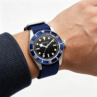 Montre-bracelet mécanique automatique de luxe en acier inoxydable avec logo personnalisé, 3 ATM, pour plongée sportive, pour homme