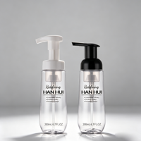 Flacon pompe à mousse ovale de 200 ml en PET transparent avec pompe noire ou blanche pour mousse et savon pour les mains