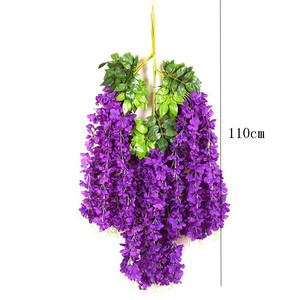 Flores Artificiales de Glicinia de Plástico para Decoración de Escenas de Boda, Adornos Colgantes de Techo para Celebridades de Internet - Product Image 5