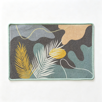Tapis de porte en polyester à motif abstrait tropical nordique, feuilles de palmier, personnalisable en usine, antidérapant, lavable, pour entrée intérieure, cuisine