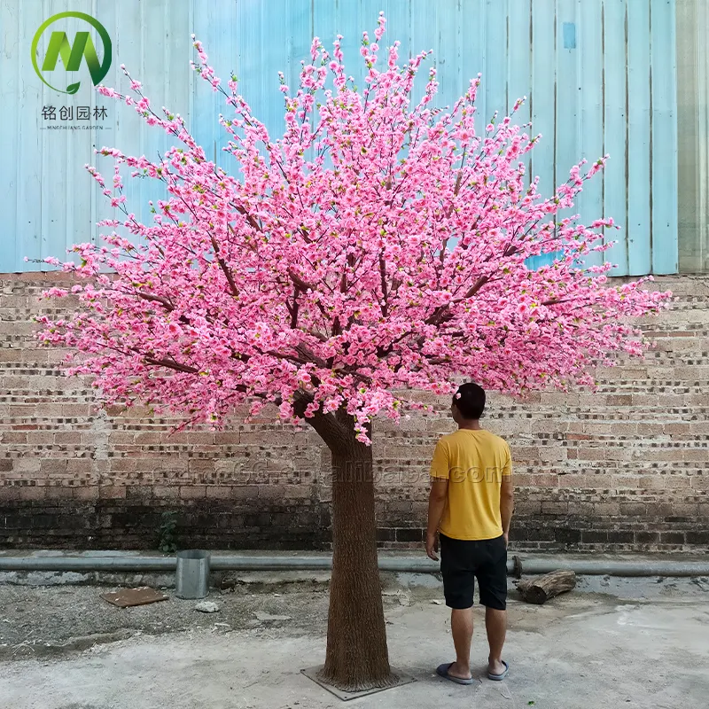 Kunden spezifischer künstlicher Kirschblüten baum Seidenstoff hoher Simulation Pfirsich blumen baum großer dekorativer künstlicher Kirschblüten baum